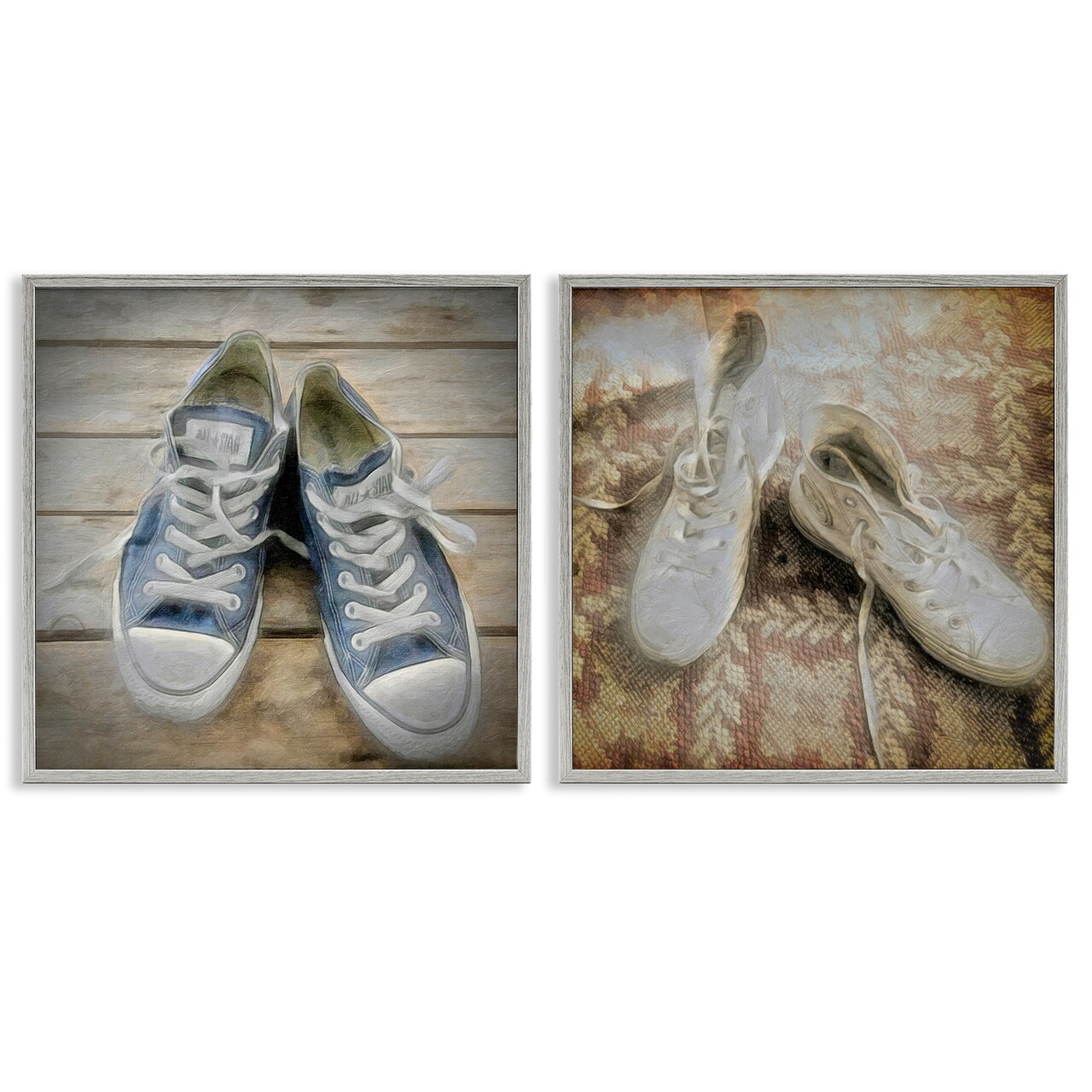 Stupell Industries Vintage Sneakers View 2pc Framed Giclee Wall Art Set Design by Graffi*tee Studios